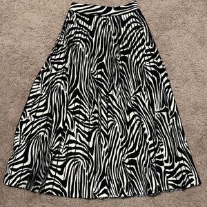 Ted Baker Black and White Zebra A-Line Skirt